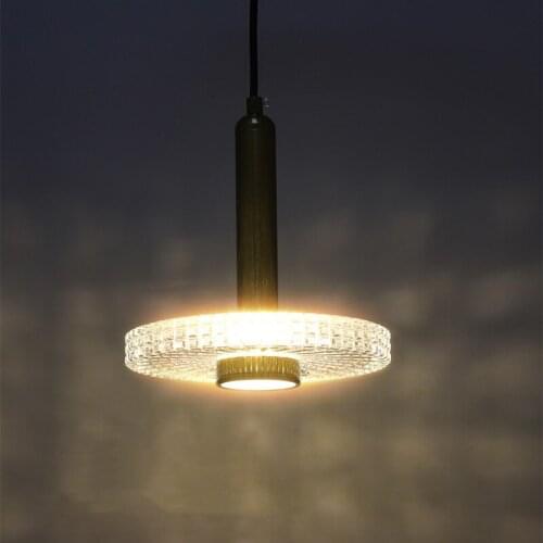 Nordic Post-modern Simple LED Acrylic Round Cake Pendant Light for Hotel Restaurant Bar Living Room Study Bedroom Bedside Lamp