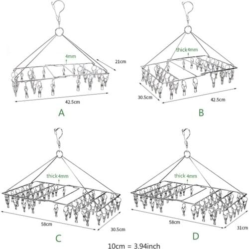 24/36/46/52 Clips Folding Clothes Hanger Drying Rack for Socks Towels Diapers H58C