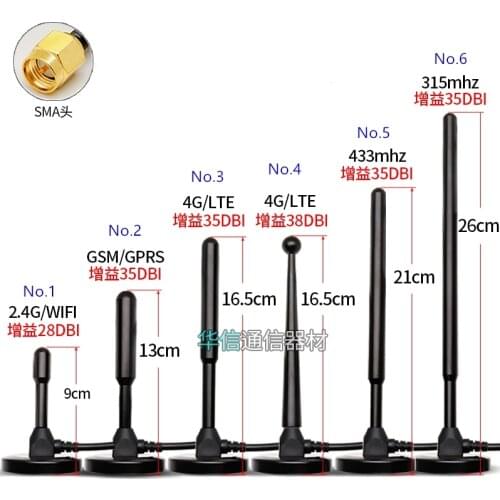 SMA male connector 3m cable sucker antenna magenitic base suction cup 4G 3G 2G GSM 433MHz 315MHz for Wifi Router network card