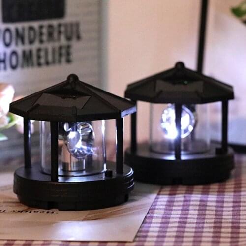 Solar LED Lighthouse Light Outdoor Solar Rotating Landscape Lamp Beacon Beam Lamp for Garden Yard Lawn Decoration Lights