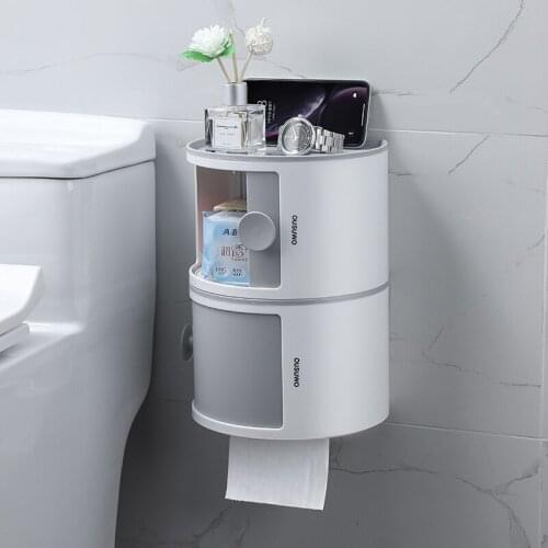 TT Toilet Tissue Box Bathroom Household Storage Roll Stand Punch-Free Wall-Mounted Storage Rack Multifunctional