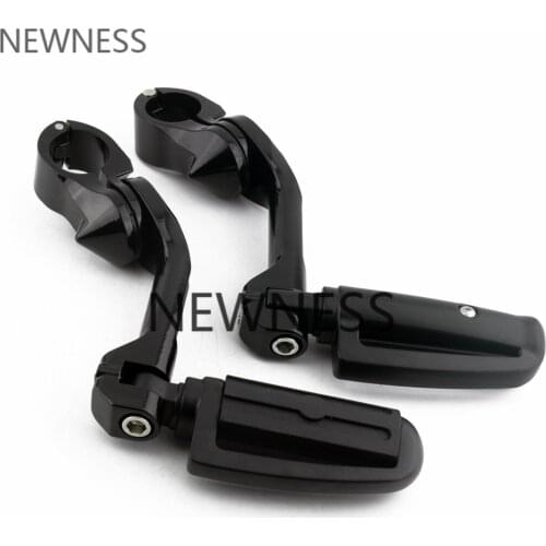 Unversal Motorcycle 32MM 1-1/4" 1.25" Long Angled Highway Engine Guard Foot Pegs Footrest Mount For Harley Touring Road Glide