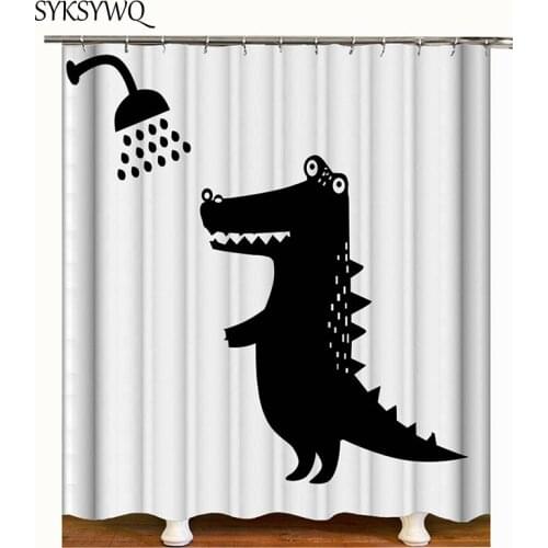 Animal shower curtain polyester crocodile elephant horse flamingo bathroom curtain waterproof