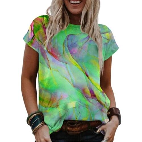 3D Tie Dye Print T Shirt Women Short Sleeve O-Neck Summer Tops 2021 Streetwear Casual 5XL Plus Size Ladies Tee Fashion Clothes