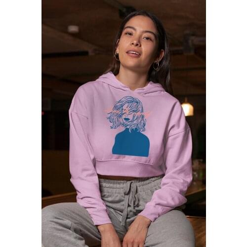 Angemiel Wear Love Yourself Vicinity Women Pink Short Hooded Sweatshirt