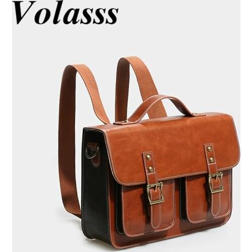 Volasss Genuine Leather Shoulder Bag Women British Style Cambridge Bag Multifunctional Briefcase Women Notebook Handbag 2021 New