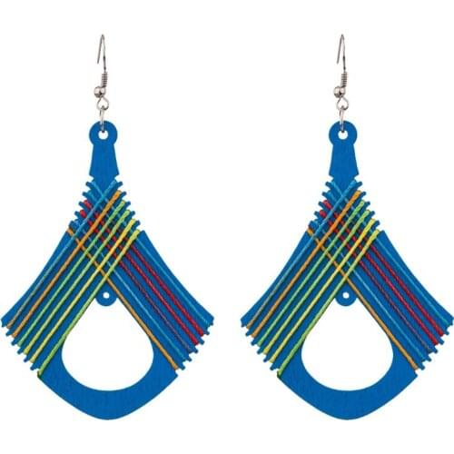 Dreamtop Indian Jewelry Geometric Braided Rope Personality Earrings For Women Bohemia Handmade Wooden Wood Earings E72