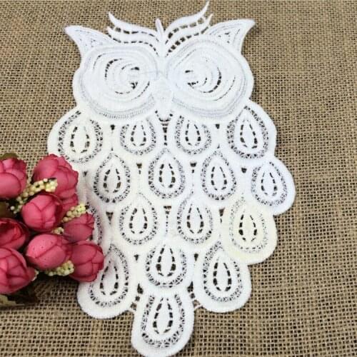 100 PCS/LOT MOST FREE SHIPPING Large PATCHES LACE Embroidery Owl Corsage FOR Dress COLLAR Milk Silk DIY Clothing Accessories