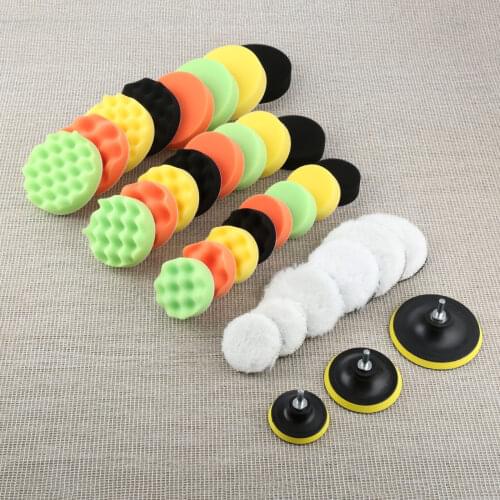 12Pcs/set 3/4/5 Inch Sponge Woolen Buffing Polishing Pad For Car Buffing Waxing With M10 Drill Adapter Cleaning Tool