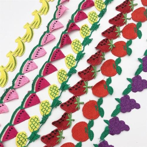 14 yards Embroidery Fruit Watermelon cherry apple banana pineapple strawberry grape Lace Trim Jacquard Fringe Ribbon Sewing