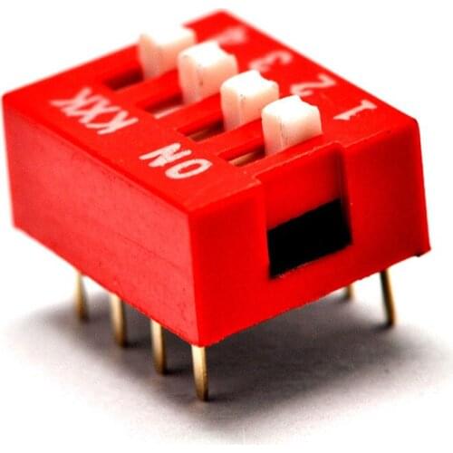4P DIP switch DIP switch 4-position Toggle switch Pitch 2.54MM Red (20PCS)