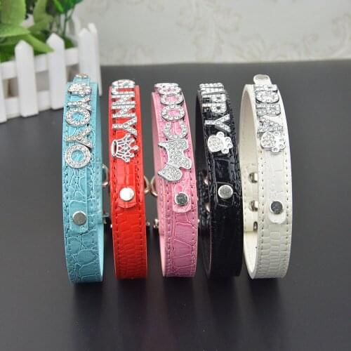 50 Pieces/Lot) Snake Pu Leather 10MM Personalized Dog Pet Cat Puppy Teddy Collar