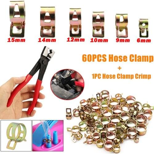 60PCS 6-15mm Spring Clip Fuel Hose Clamp Zinc Plated Hose Fuel Line Clamp Pliers For Boats Motorcycles