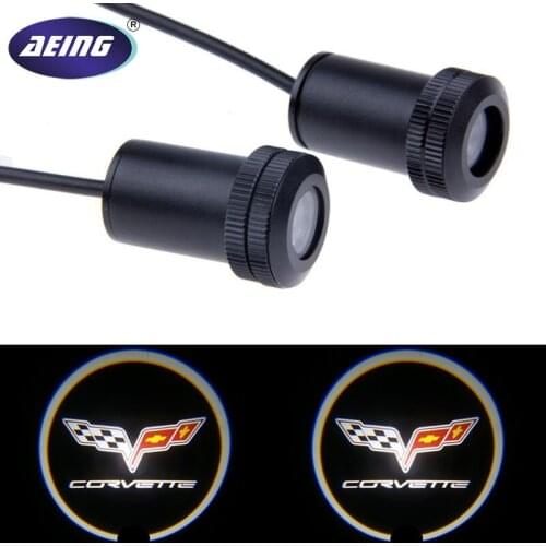 AEING 2pcs Universal Ghost Shadow Logo welcome Car LED Door Light Laser Courtesy Slide Projector logo Emblem light For CORVETTE