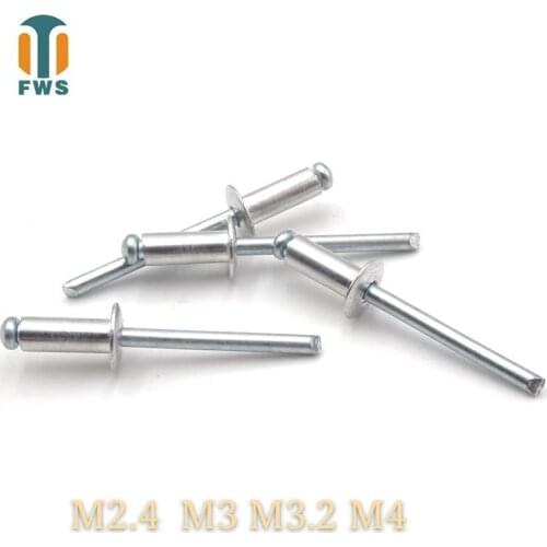 50 PCS M2.4 M3 M3.2 M4 DIN EN ISO 15977 GB /T 12618.1 Aluminium Open End Blind Rivets With Protruding Head For Furniture