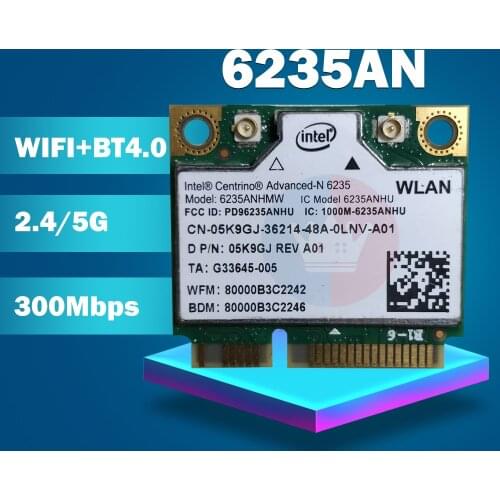 Wireless Lan Card for Intel Centrino Advanced-N 6235 6235ANHMW 6235AN Bluetooth 4.0 Mini PCI-E 2.4G/5Ghz Wlan+BT 4.0 05K9GJ