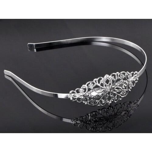 DoreenBeads 5PCs Silver color Filigree Flower Headbands Hair Band 38cm long, 4.7mm wide (B20784), yiwu