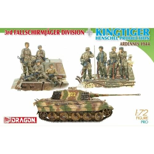 DRAGON 7400 1:72 scale 3rd Fallschirmjager Division + Kingtiger Henschel Production model kit1