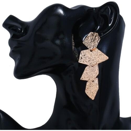 HOCOLE 2019 Vintage Geometric Metal Earrings Female Gold/Silver Unique Metal Drop Earrings For Women Wedding Party Jewelry Gifts