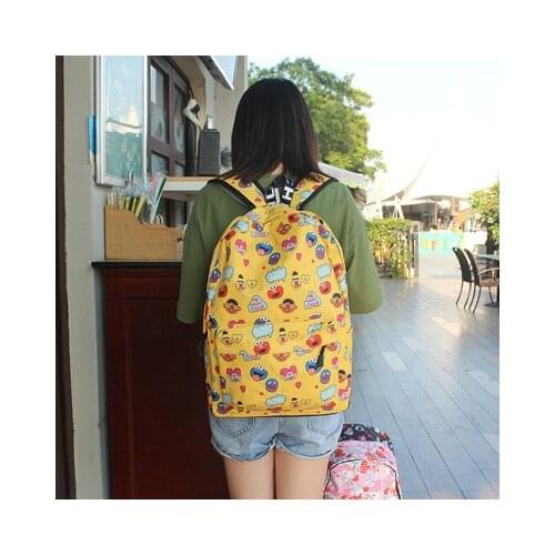 IVYYE Sesame Street Yellow Oxford Backpacks Rucksacks Cartoon Backpack Casual Student Schoolbags travel Knapsack Unisex New