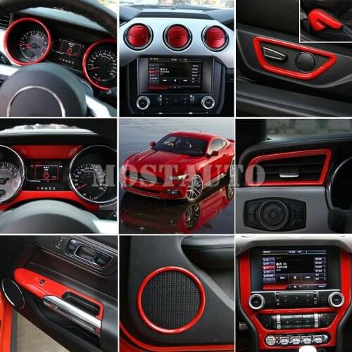 For Ford Mustang 2015-2017 Red Car Accessories Interior Kit Decoration Trims 35pcs Car Accessories Interior Car Decor Car Trim