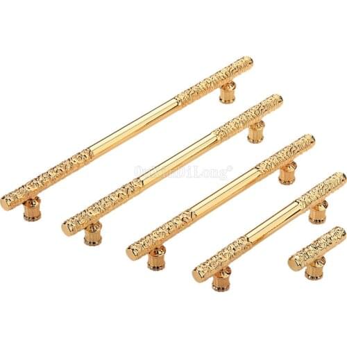 10PCS K Gold Zinc Alloy Fashion Luxury Wardrobe Kitchen Cabinet Door Handle Bright Gold Solid Cupboard Drawer Knob Pull GF140