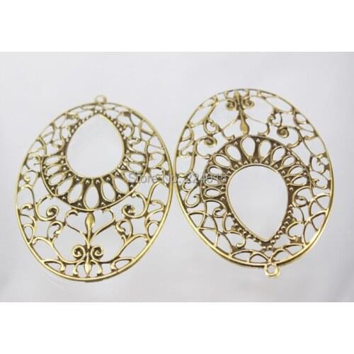 Fashion Metal pieces Watardrop Pendants Connectors, Ancient Bronze Tone Flower Filigree Wraps Findings Embellishments