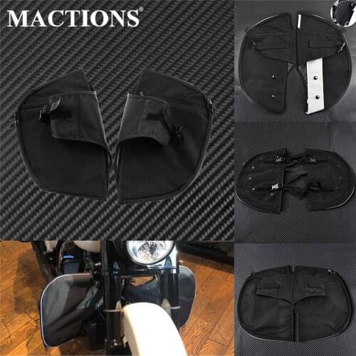 Motorcycle Waterproof Soft Lowers Leg Elephant Ears Warmer Chaps Bags Black For Harley Sportster XL Softail FL Touring Dyna