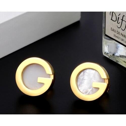 MSX Famous Brand Earrings Luxury Golden Letter G Round Earrings Cute Bohemian Gold Color Stainless Steel Stud Earrings For Women
