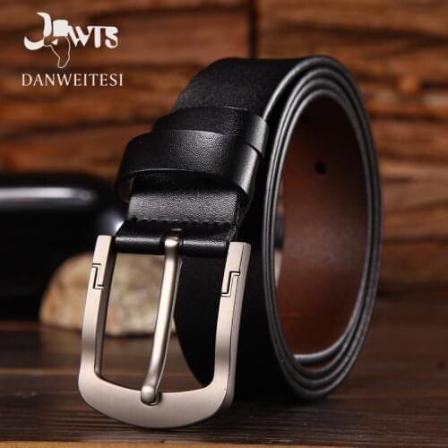 [DWTS]2017 men belt leather luxury high quality cow genuine leather belts for men vintage pin buckle for jeans cinto masculino