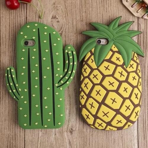 3D Cartoon Cactus Pineapple Soft Silicone Back Cover For iPhone 6 6s X XR Xs Max 12 mini 11 Pro Max 7 8 Plus Phone Cases Fundas
