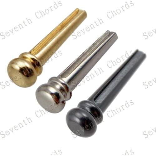 A Set of 6 Pcs Metal Brass Bridge Pins for Folk Acoustic Guitar Replacement - Chrome - Black - Gold for choose