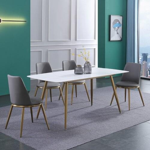 White modern dining table sets oval slate marble top 4 and 6 seater dining room table cheap grey pu leather chairs