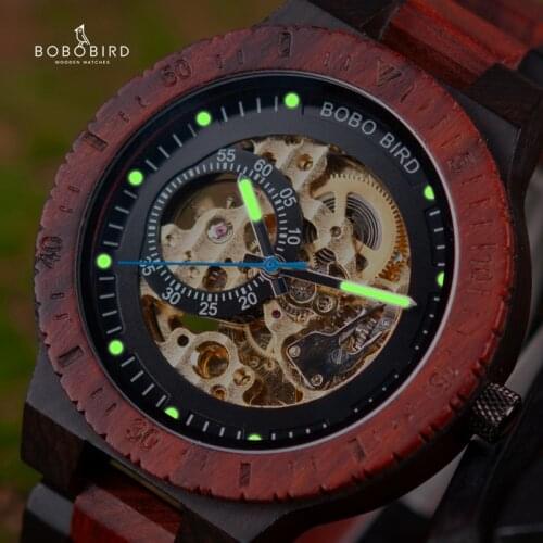 Top BOBO BIRD Automatic Mechanical Wristwatch Wood Watches Men Luxury Fashion Luminous Hands Timepiece Gift reloje para hombre