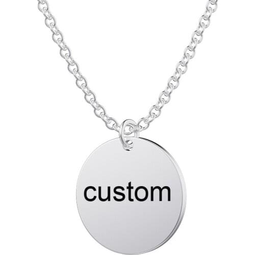 Factory Wholesale Stainless Steel Customised Blank Metal Stainless Steel Engraved Custom Round Tag Necklace