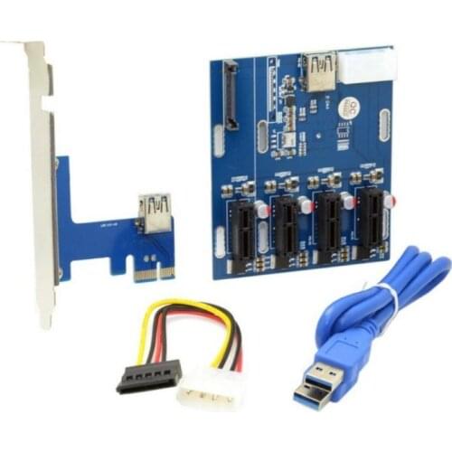 PCIe To PCI Express 1to 4 Slot Riser Card Mini 1X To External 4 PCI-e Adapter Port Multiplier Card For Miner BTC Expansion Kit