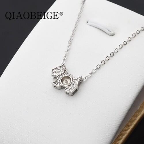 QIAOBEIGE DIY PERAL 925 Sterling silver necklace Korean dog natural freshwater pearl chain Pendant DIY spare silver accessories