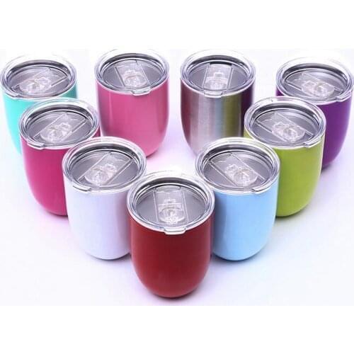 Quevinal 100pcs wine cup 9colors egg cups 10oz Wine Glasses 304 Stainless Double Wall Vacuum Insulated Cups Red Wine cups by dhl