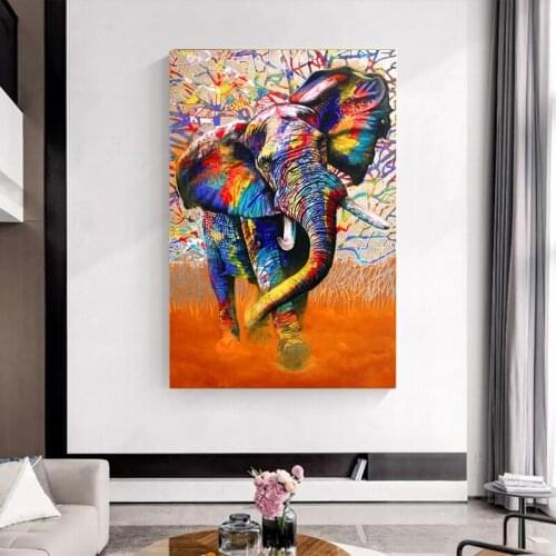 RELIABLI ART Canvas Painting Colorful Elephant Posters And Prints Animal Pictures For Home Wall Art For Living Room Decoration
