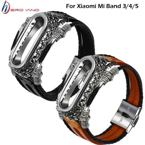 For Mi Band 4 Strap Retro Genuine Leather Watch Band Bracelet for Xiaomi Mi Band 5 Wristband Accessories for Mi Band 3 Pulseira