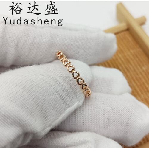 Rose Gold Hollow Love Heart Ring Valentines Day Gift Jewelry Wedding Anniversary Retro Charm