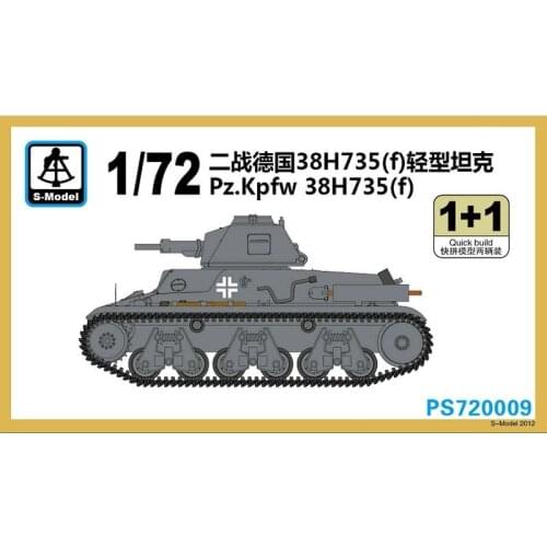 S-Model PS720009 1/72 WWII German Pz.Kpfw.38H735(f) Light Tank - Scale Model Kit