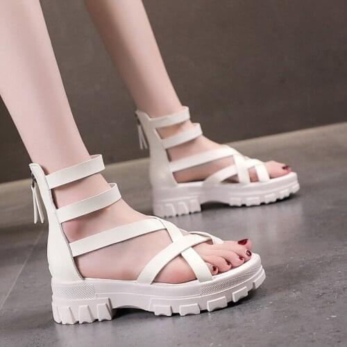 Shoes Women Sandals 2021 Summer Fashion Clip Toe Heels Women Pu Leather Comfortable Platform Sandals Summer Wedges Casual Shoes