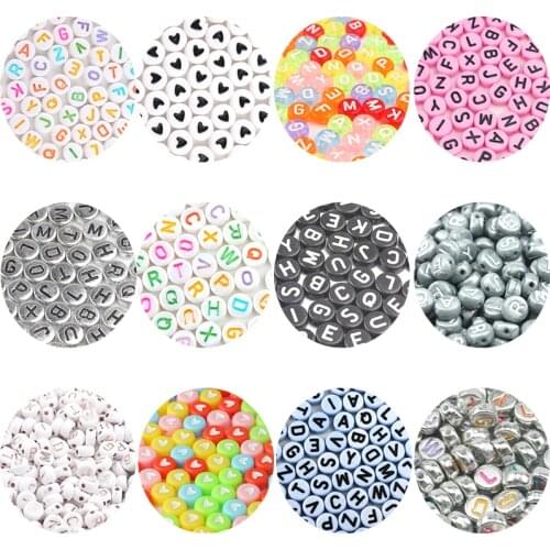 Mixed Digital Letter Acrylic Beads Round Flat Alphabet Cube Loose Spacer Beads For Jewelry Making Handmade Diy Bracelet Necklace
