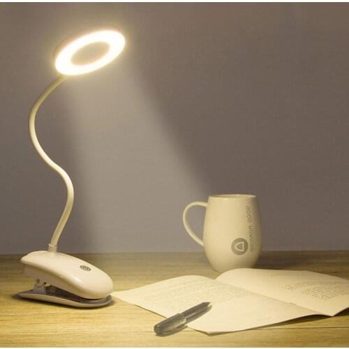LED Eye Protection Reading Ring Table Lamp Bedroom Children Learning Students Touch Table Lamp Clip Type Rechargeable Table Lamp