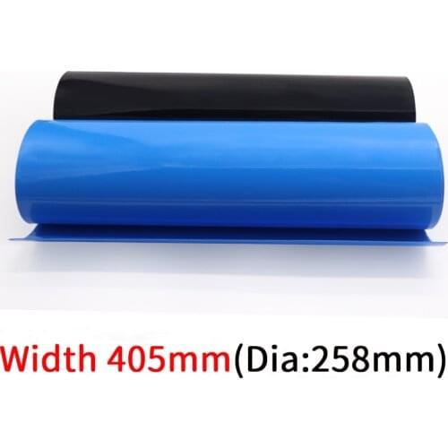Width 400mm PVC Heat Shrink Tube Dia 255mm Lithium Battery Insulated Film Wrap Protection Case Pack Wire Cable Sleeve Black Blue