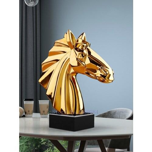 Creativity Ceramics Horse Head Simulation Animal Sculpture Crafts Decoration Modern Home Living Room Furnishings Horse Figurine