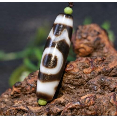 Unique Energy Tibetan Old Agate Oily Patina Harmonious Xizenghuaizhu dZi Bead Amulet 3A