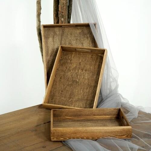 Vintage Wood tray handmade rectangle cupcake pallet wedding table decoration perfume/makeup/food /jewelry storage box