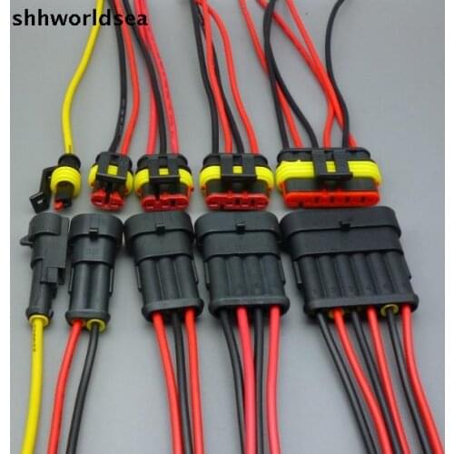 Worldgolden 100 sets Car Auto 1 2 3 4 5 6 P Pin Way auto connector HID socket with cable Sealed Waterproof Wire Connector
